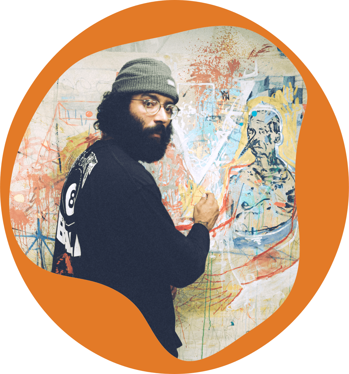 Artist working in studio