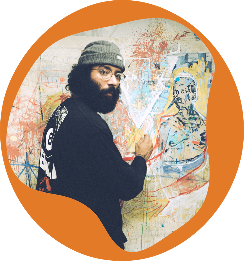 Artist working in studio